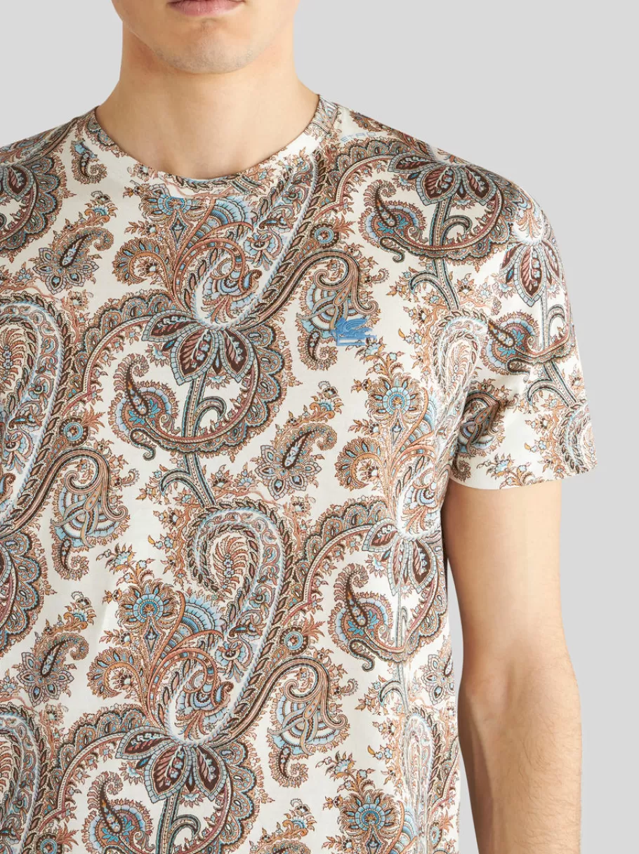 T-Shirt Et Sweat-Shirts^ETRO T-SHIRT EN COTON PAISLEY BLANC