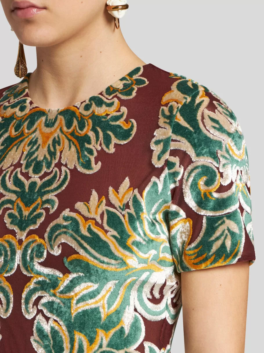 Tops^ETRO T-SHIRT EN TULLE ET VELOURS JACQUARD